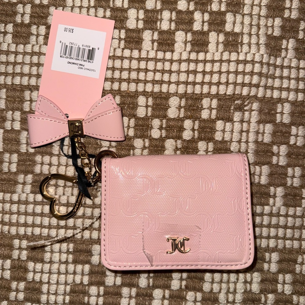 Juicy Couture Pink and Gold Key Card Holder Set